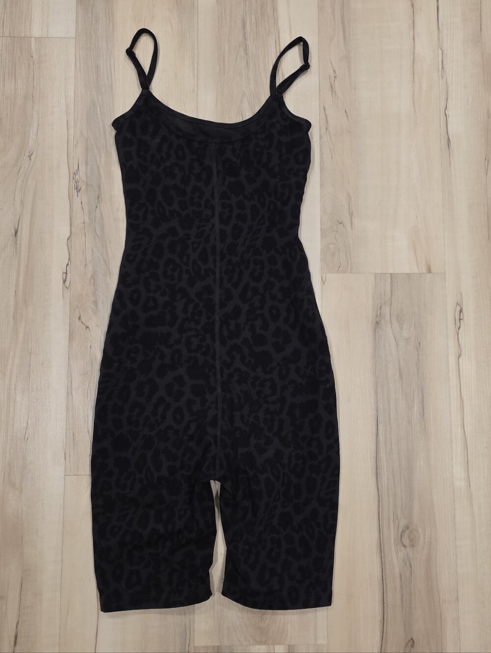 LNA Black Leopard-Print Stretch One-Piece Bodysuit